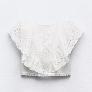 Zara White Eyelet Crop Top